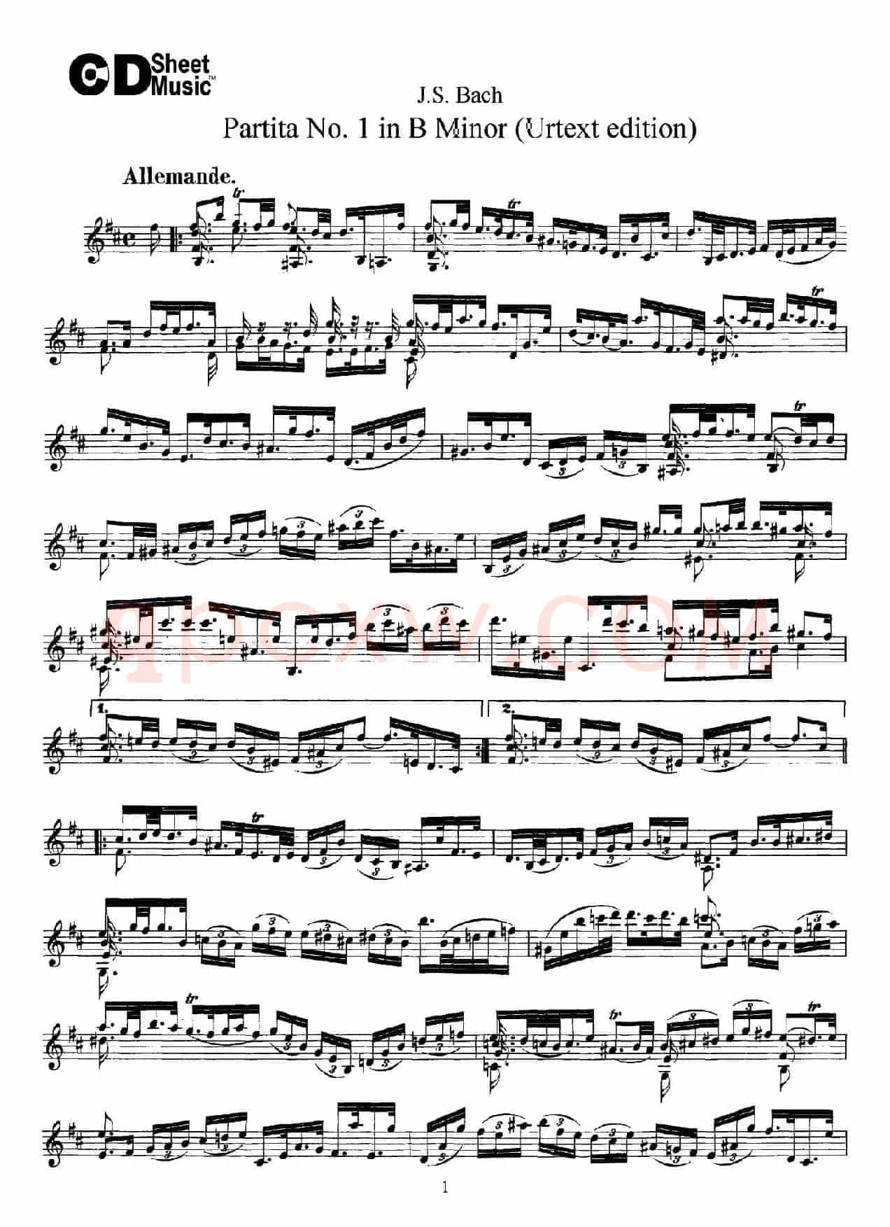 6 Violin Sonatas and Partitas 2.Partita No.1 B Minor（Urtext edition）