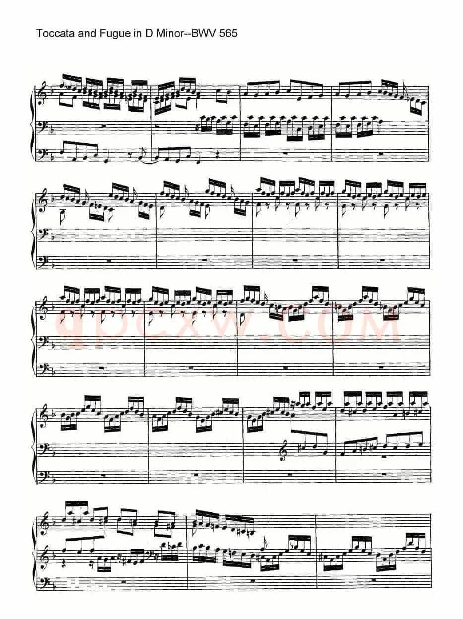 Toccata and Fugue in D Minor--BWV 565(管风琴谱)