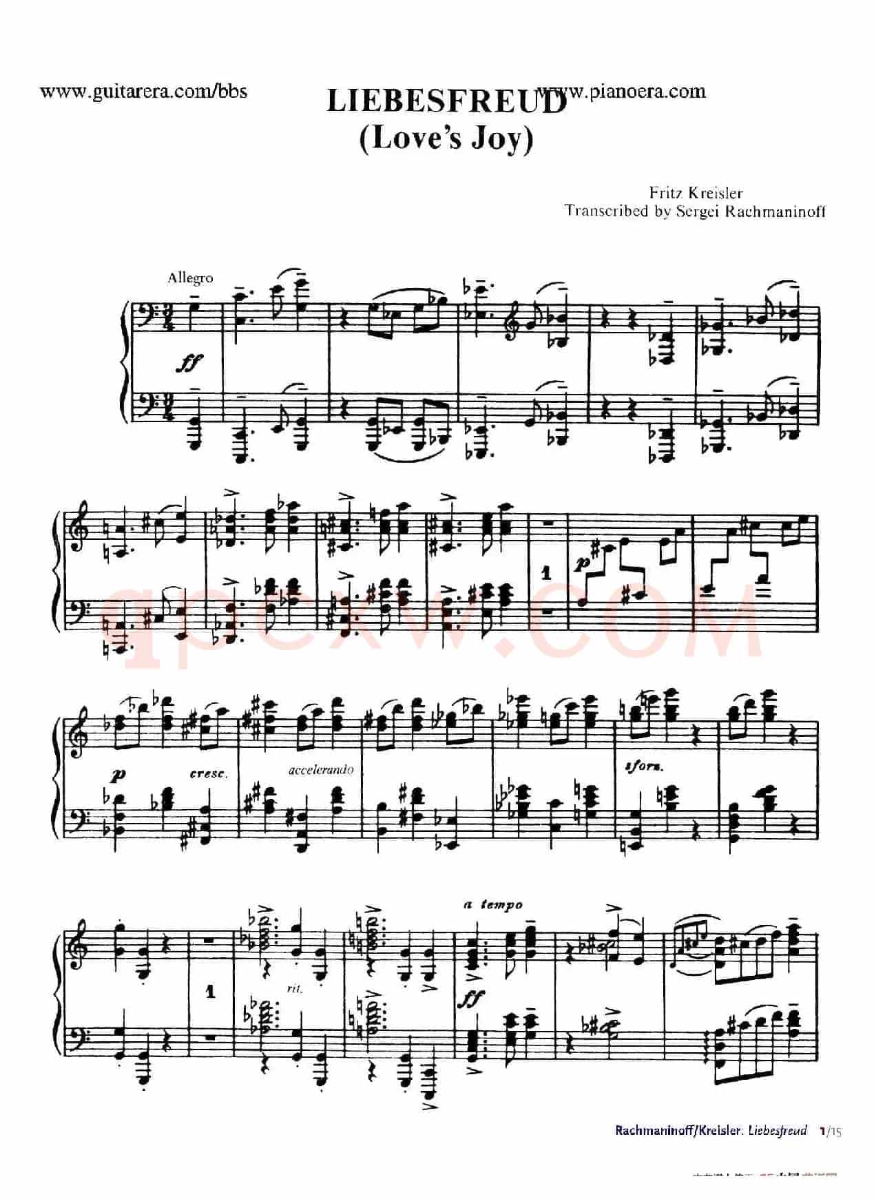 Liebesfreud(爱的喜悦)(钢琴独奏版)
