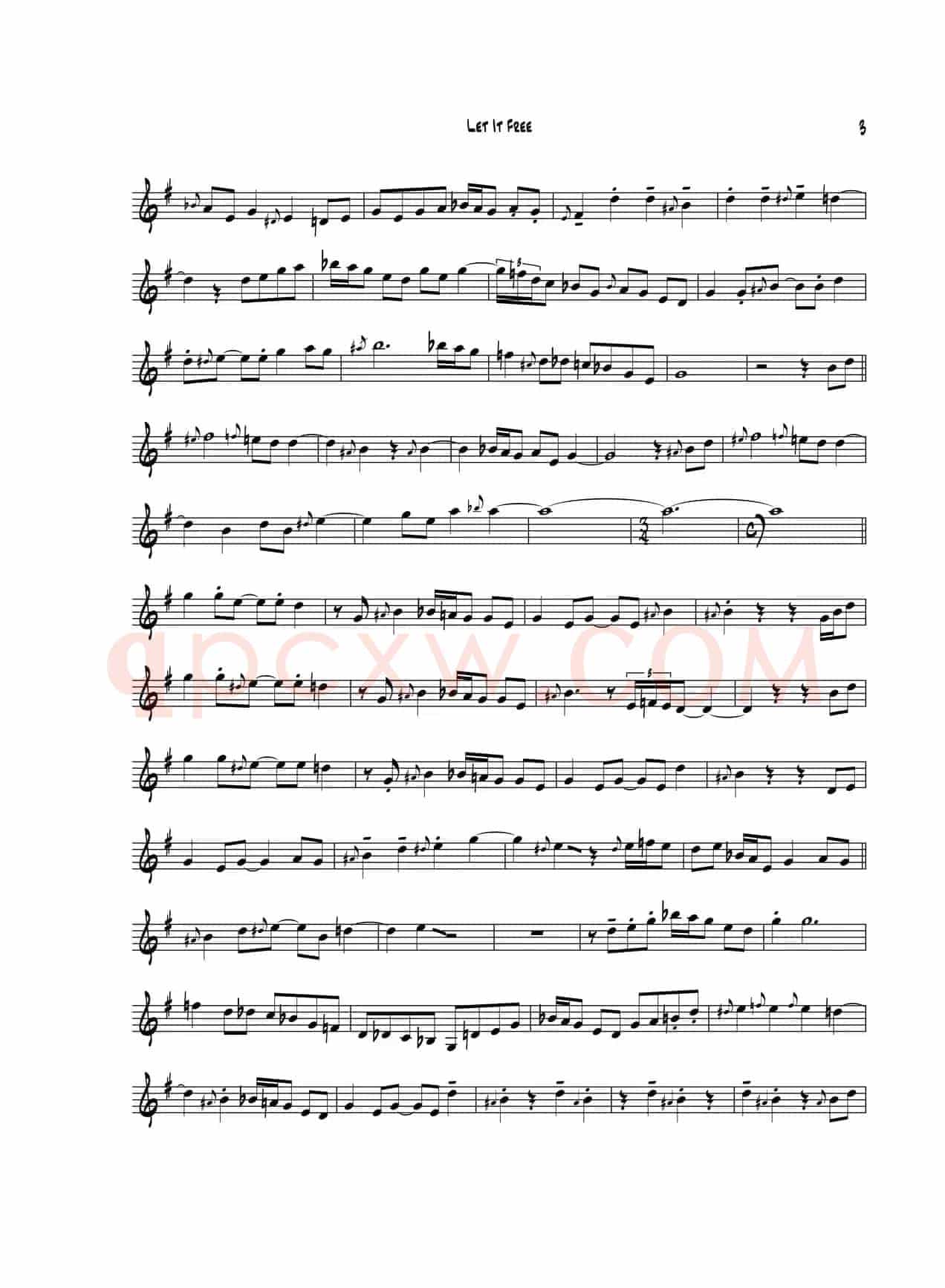 Let It Free（中音萨克斯）