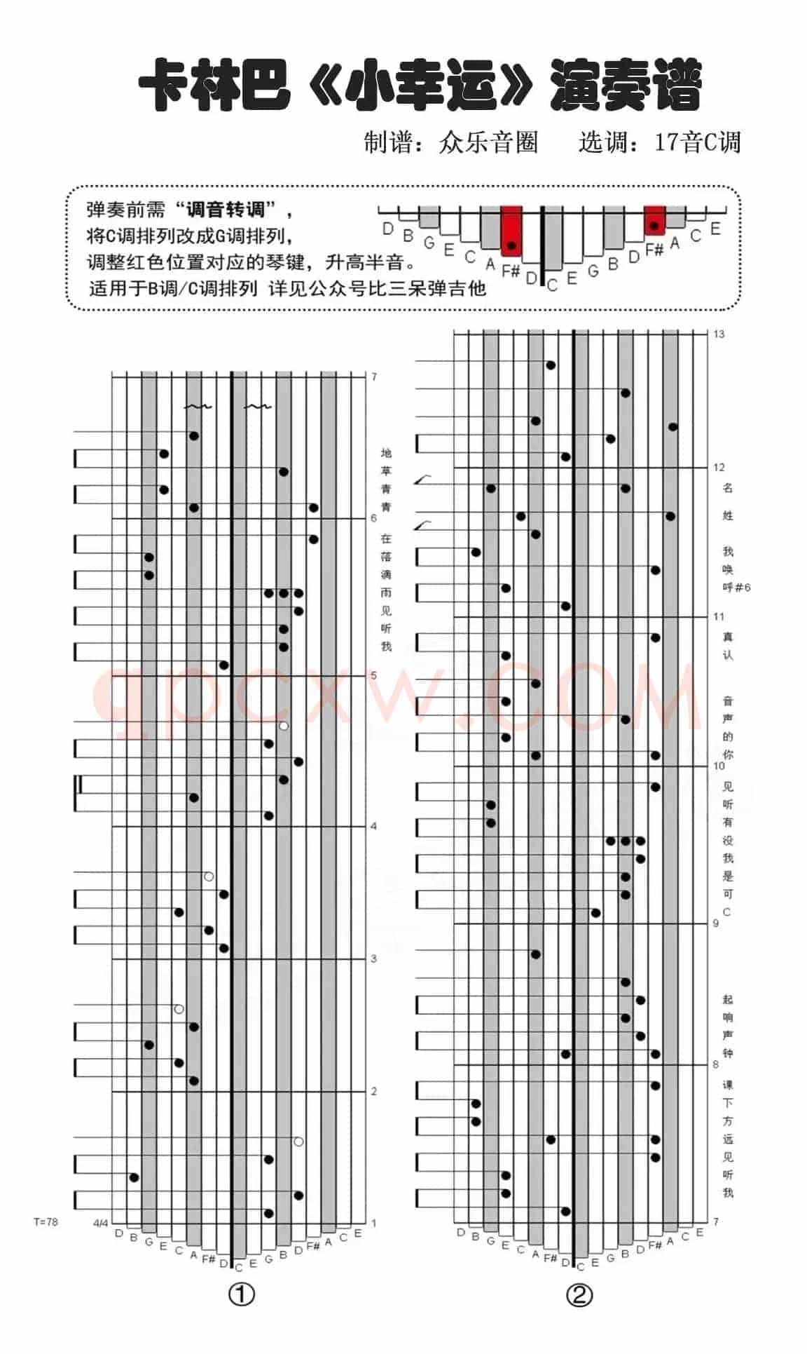 小幸运（拇指琴卡林巴琴演奏谱）