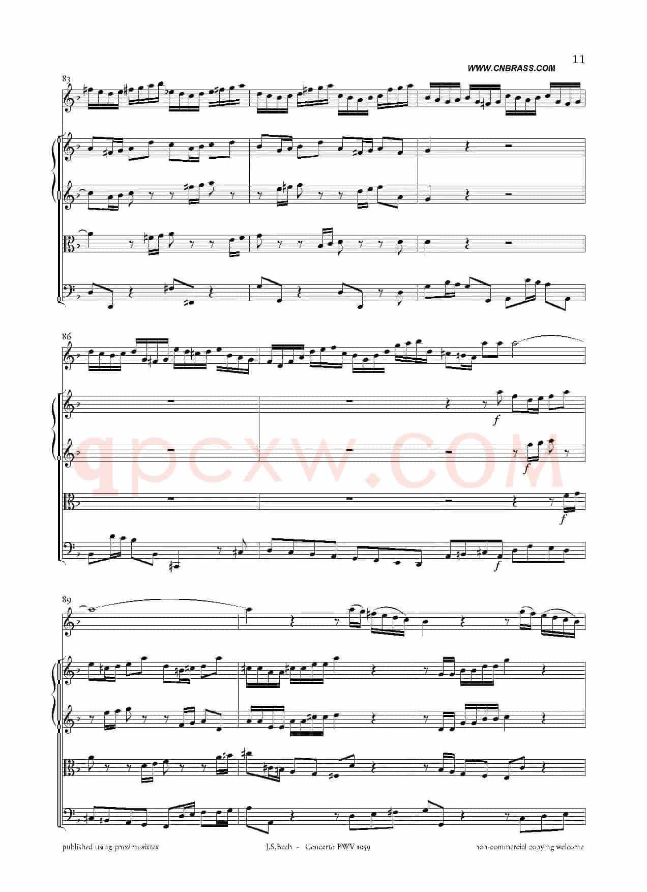 Concerto BWV 1059（双簧管与弦乐D小调协奏曲）