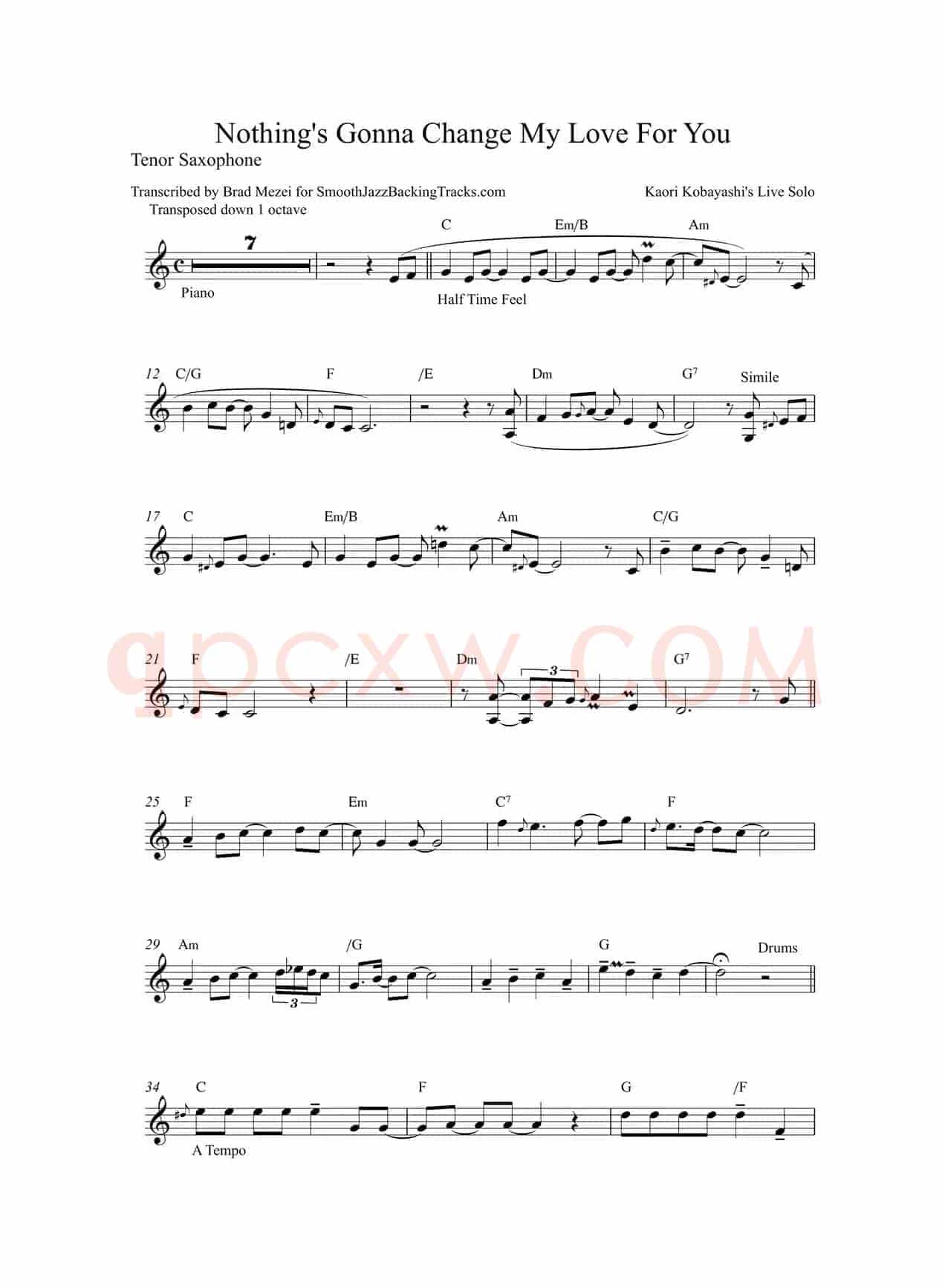 Nothing‘s Gonna Change My Love Fou Your（次中音萨克斯）