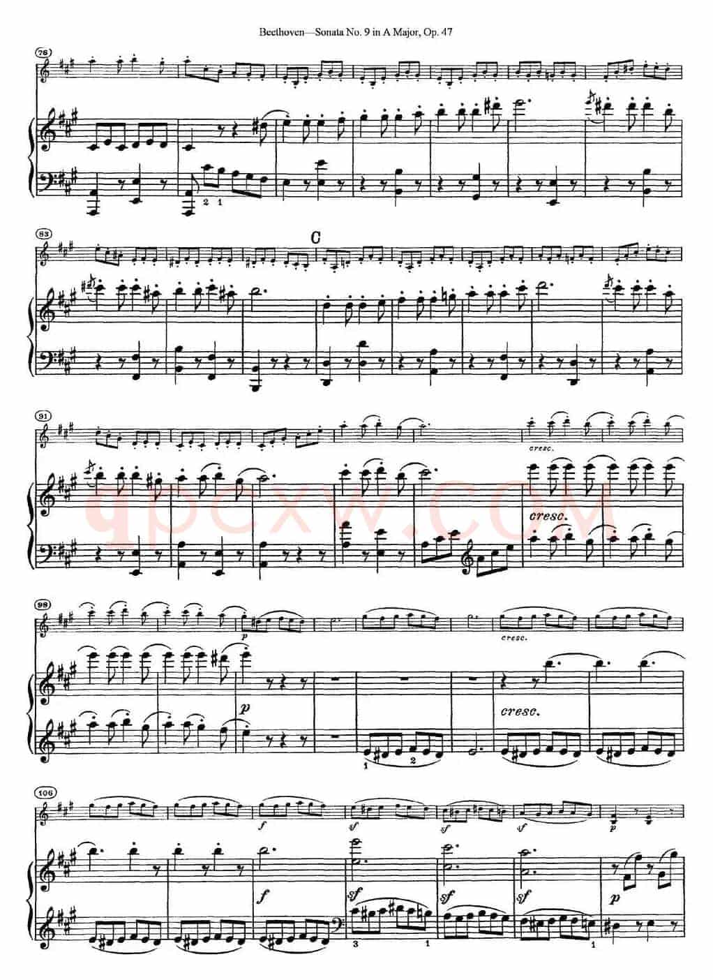 Violin Sonata No.9 in A Major Op.47（小提琴+钢琴伴奏）