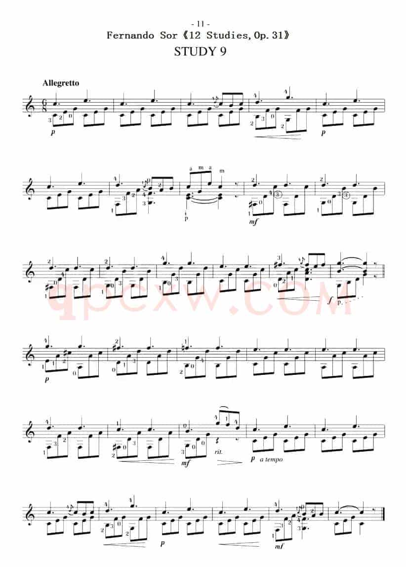 Fernando Sor《12 Studies,Op.31》（STUDY 9）