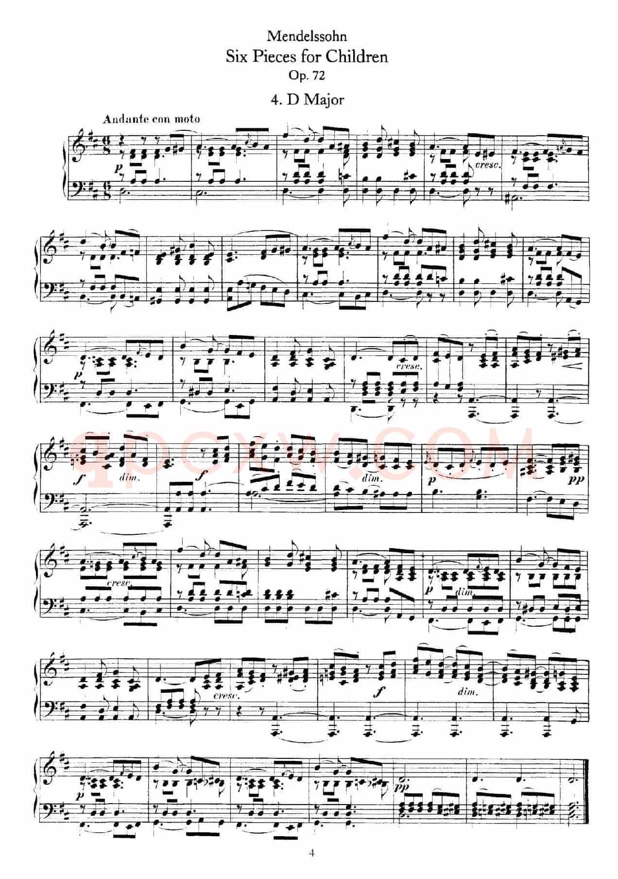 6 Pieces for Children Op.72(6首儿童钢琴曲4.D大调)