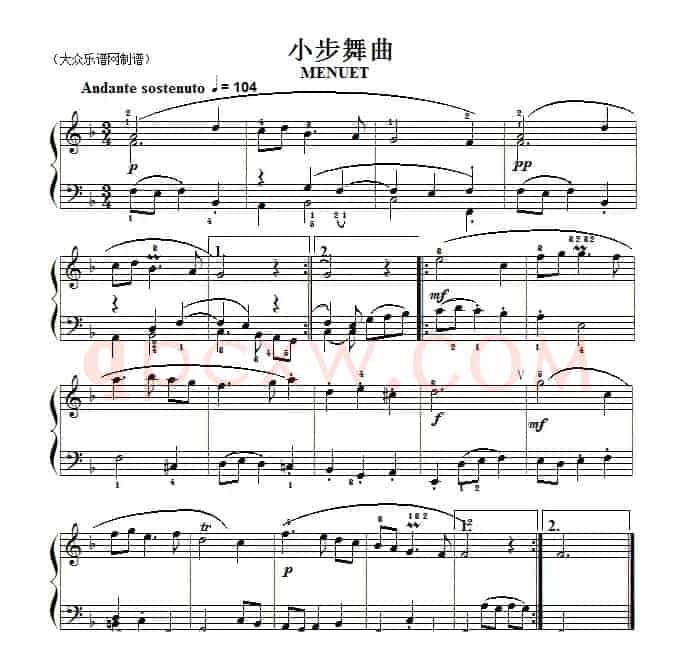 巴赫初级钢琴曲之二十五:小步舞曲