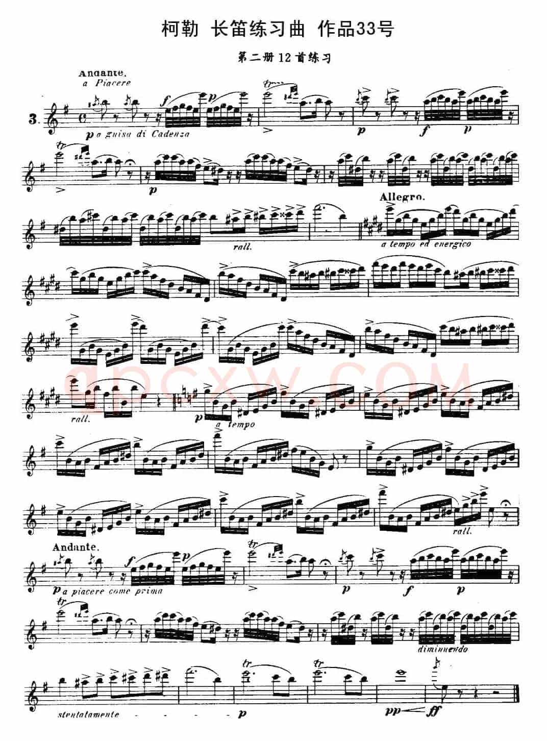 柯勒长笛练习曲作品33号（第二册）（3）