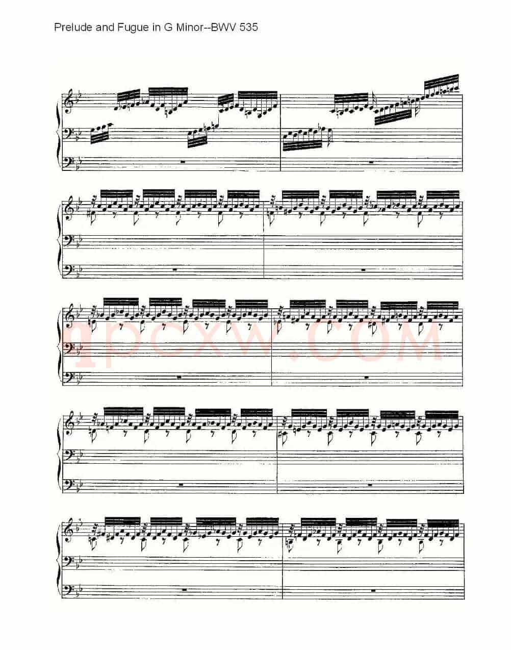 Prelude and Fugue in G Minor--BWV 535 (管风琴谱)
