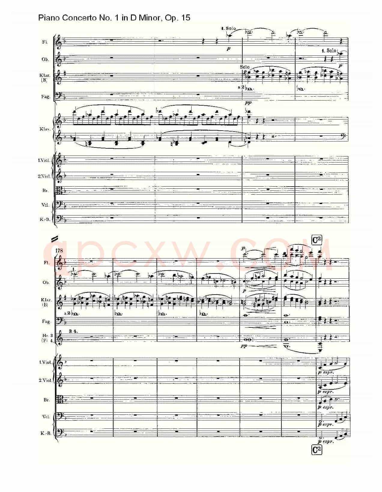 D小调钢琴第一协奏曲, Op.15第一乐章(一)