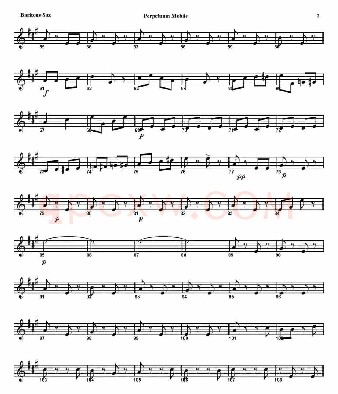 PERPETUUM MOBILE（四重奏·上低音萨克斯分谱）