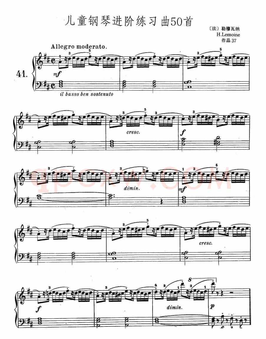 儿童钢琴进阶练习曲50首之41