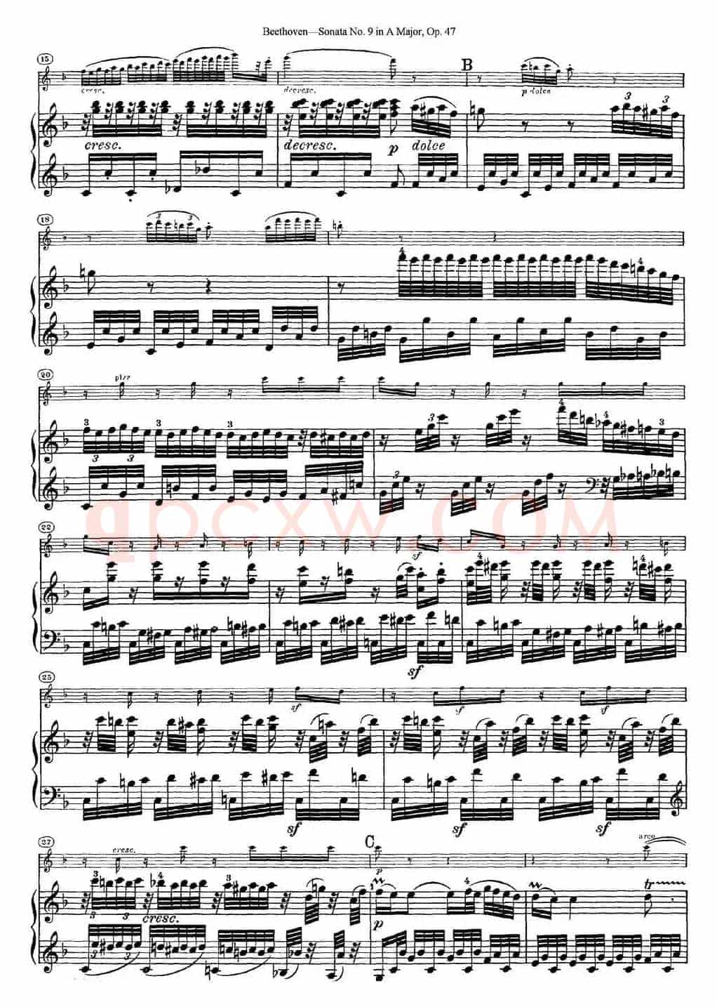 Violin Sonata No.9 in A Major Op.47（小提琴+钢琴伴奏）