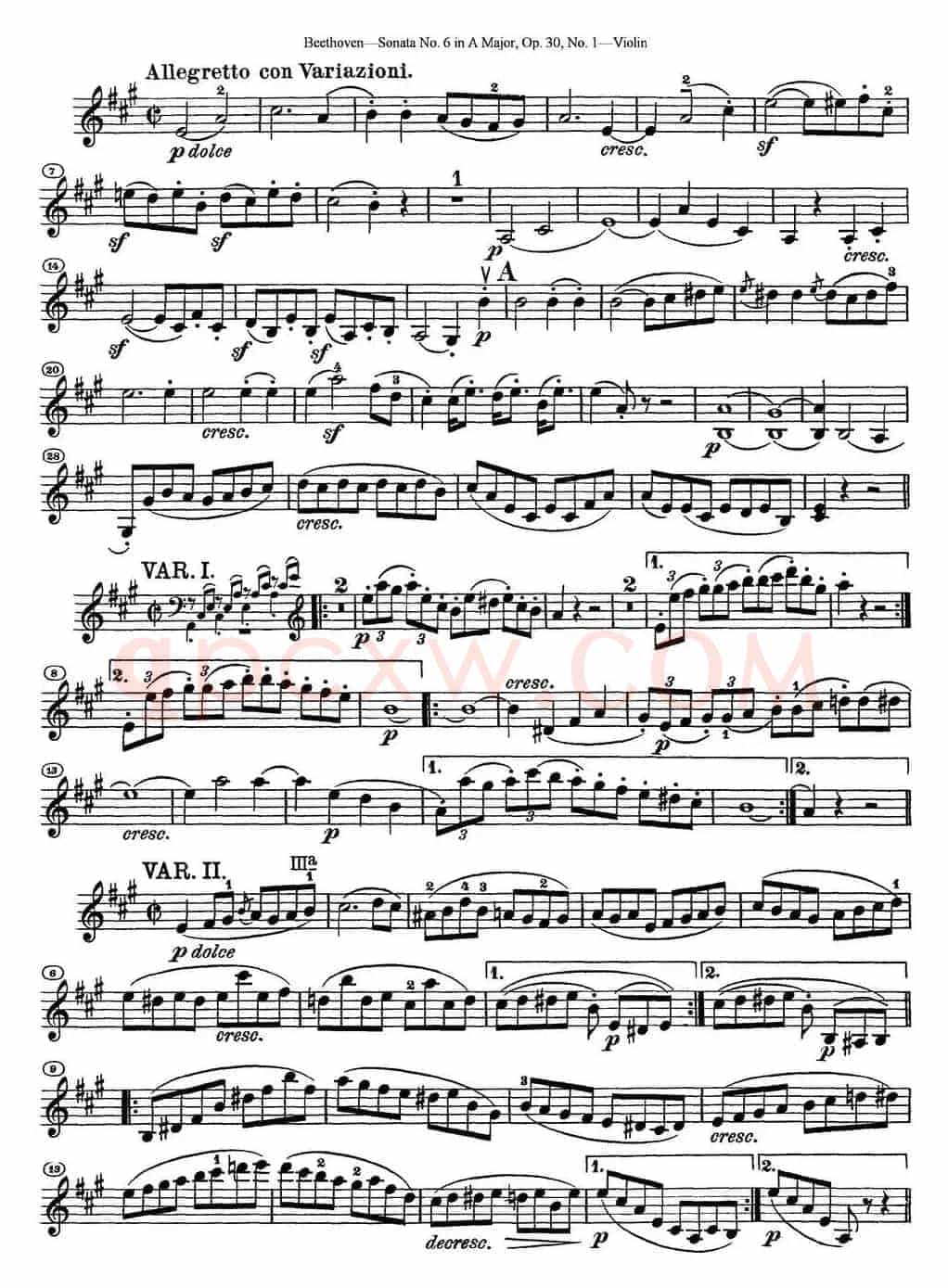 Violin Sonata No.6 in A Major Op.30 No.1