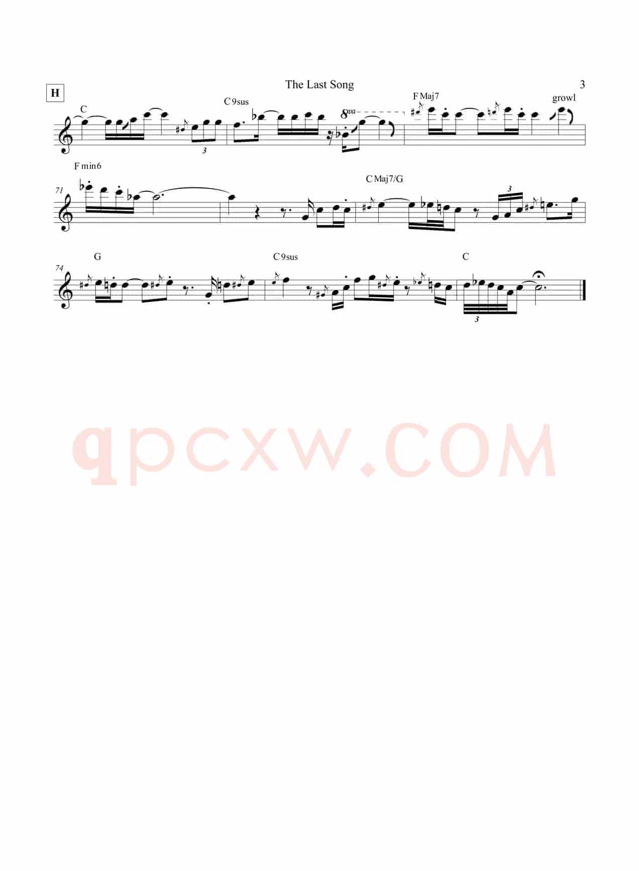 The Last Song（次中音萨克斯/高音萨克斯）