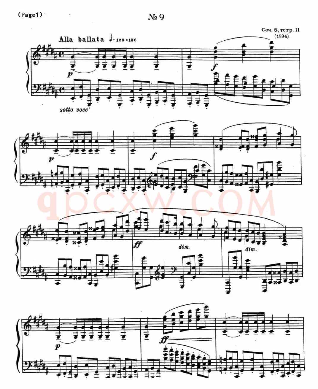 斯克里亚宾12首钢琴练习曲 Op8(No.9 Alexander Scriabin Etudes)