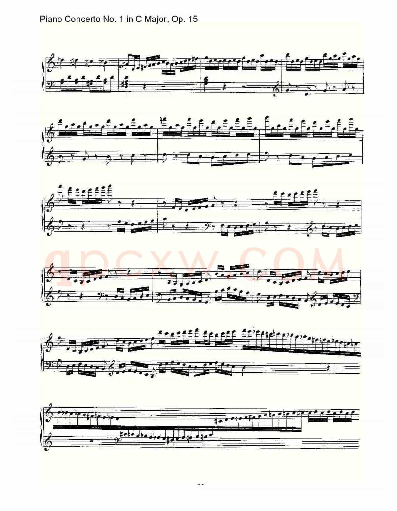 C大调钢琴第一协奏曲 Op.15 华彩乐段