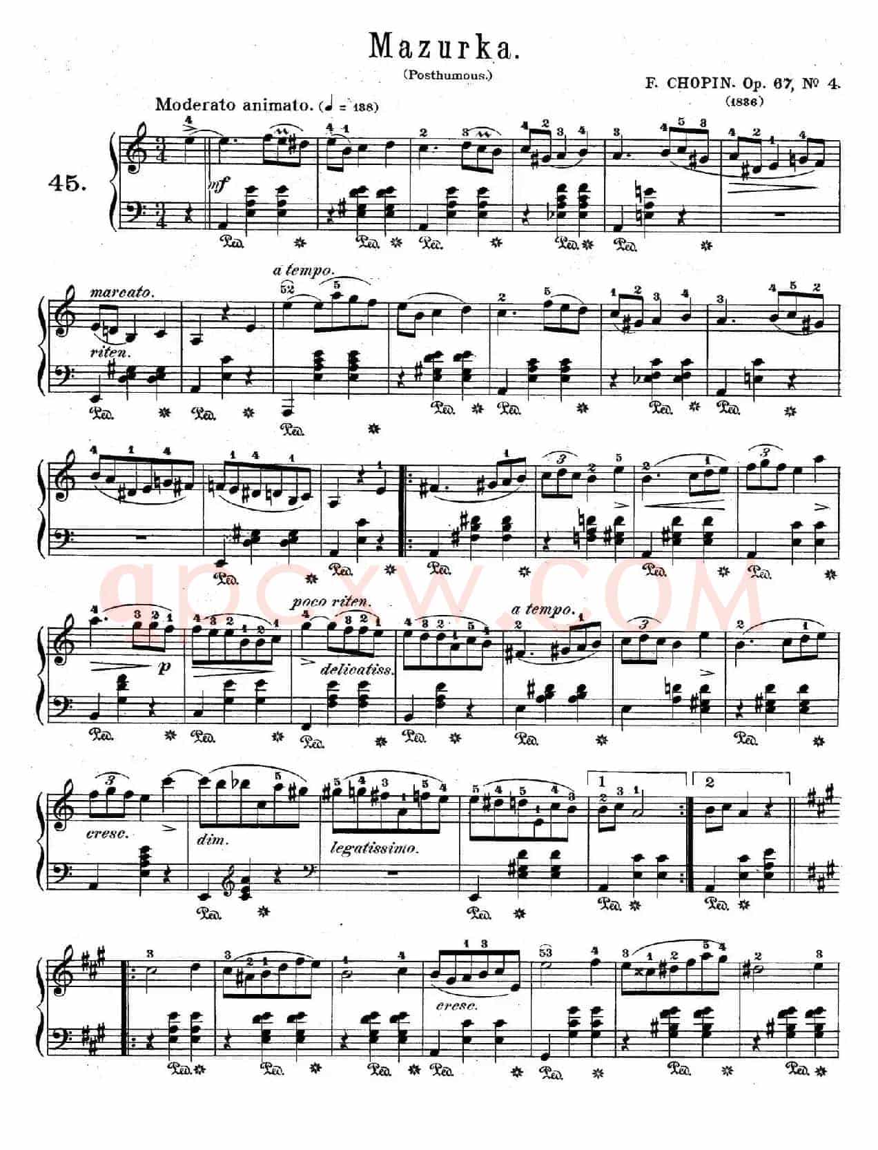 Quatre Mazurkas Op.67 Op.4(4首玛祖卡舞曲·4)