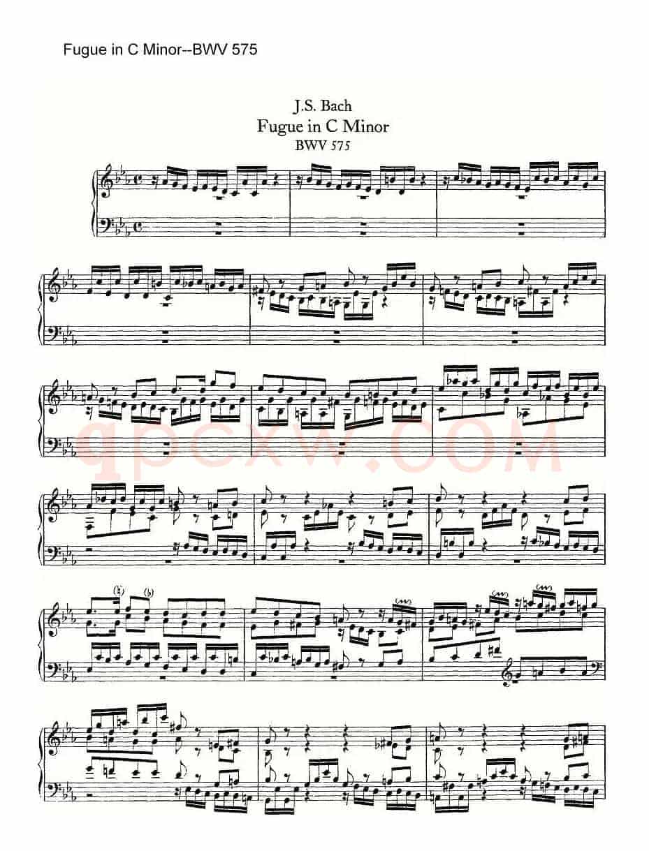 Fugue in C Minor--BWV 575（管风琴谱）