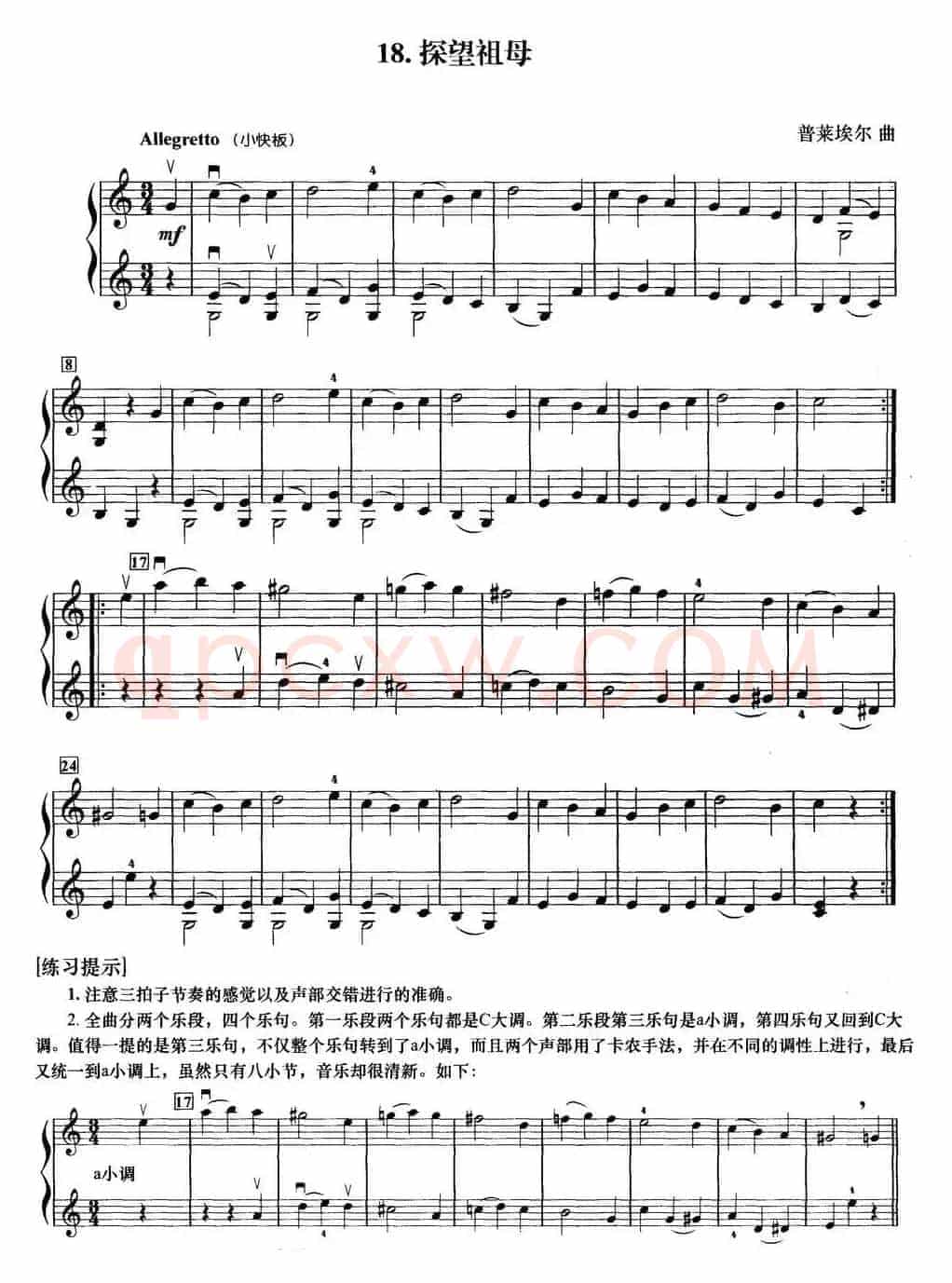 初级小提琴二重奏：探望祖母