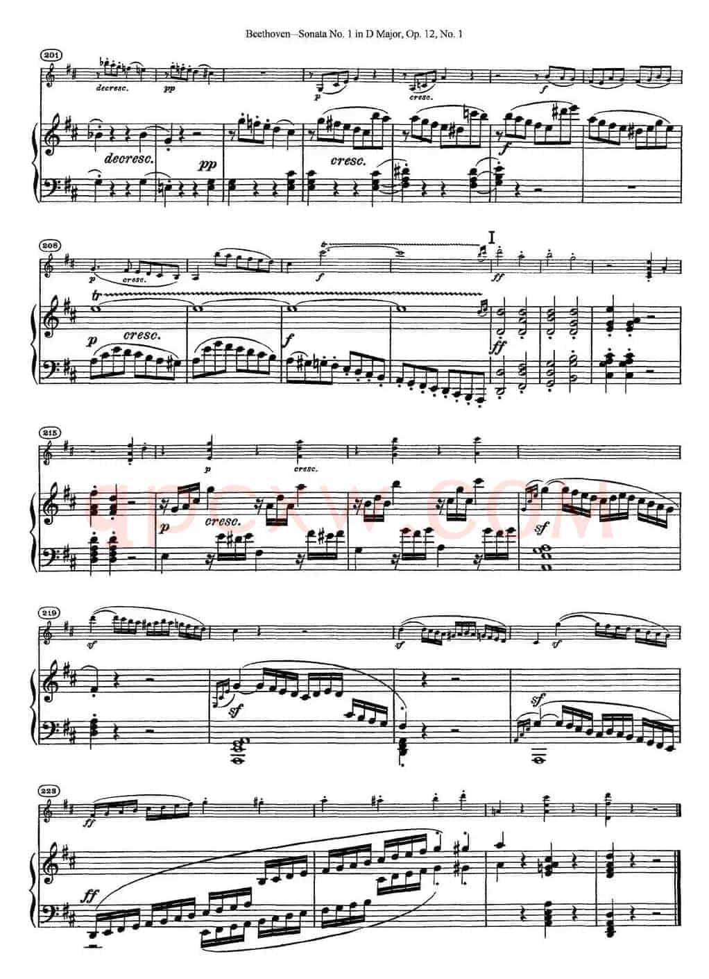 Violin Sonata No.1 in D Major Op.12 No.1（小提琴+钢琴伴奏）