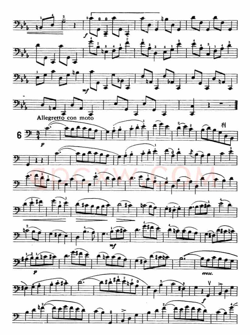 鲍斯特列姆大提琴练习曲（4—8）