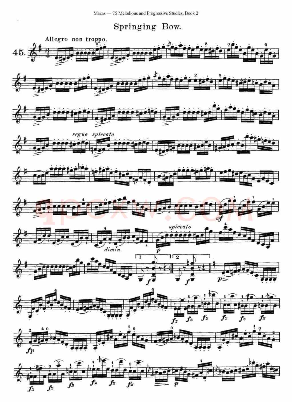 马扎斯小提琴练习曲 Op.36 第二册 华丽练习曲（45）