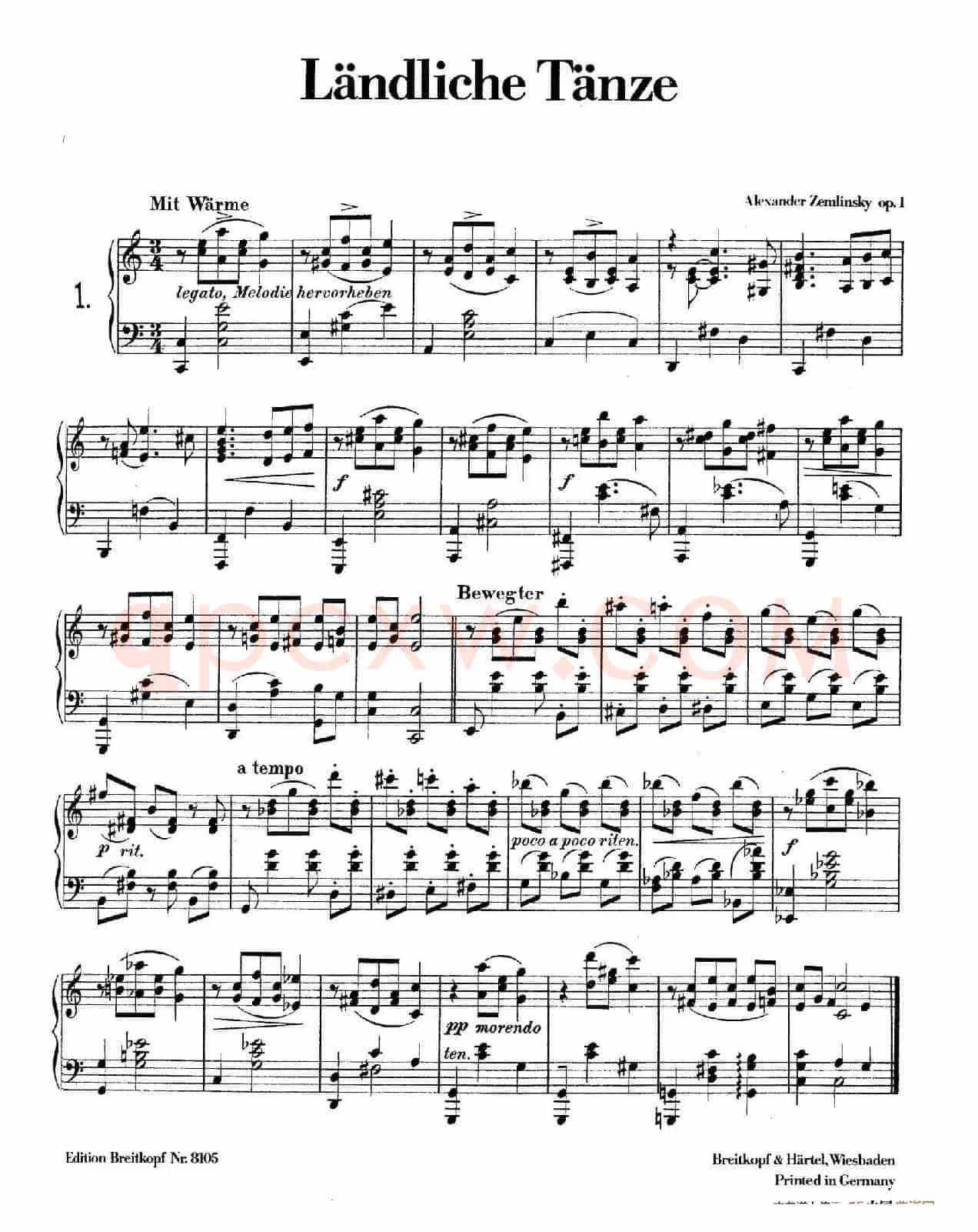 Landliche Tanzee Op.1(乡村舞曲·1. C大调)