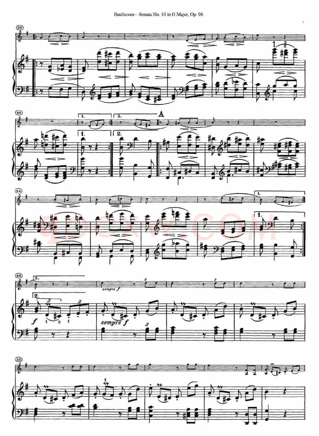 Violin Sonata No.10 in G Major Op.96（小提琴+钢琴伴奏）