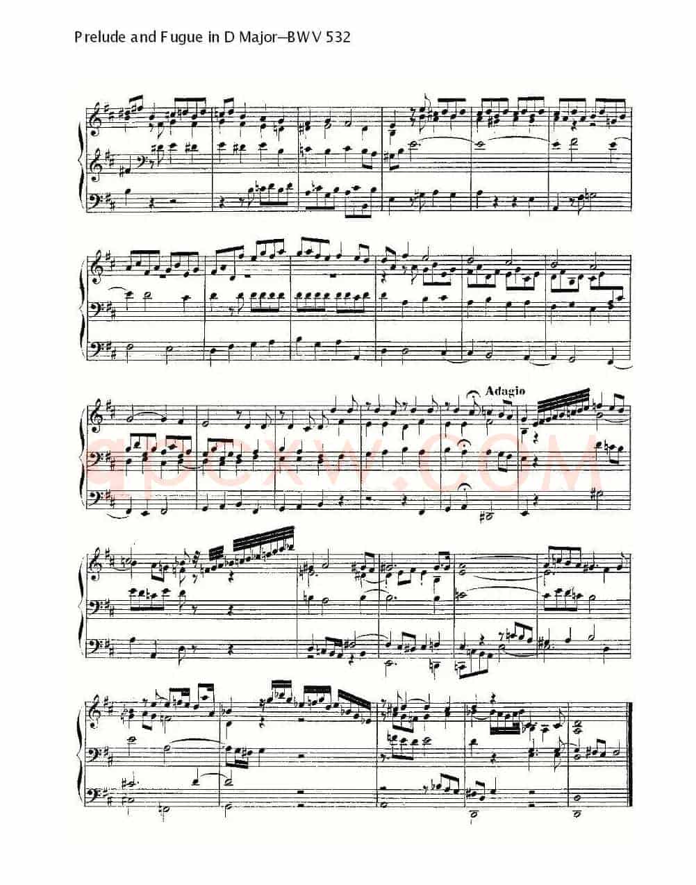 Prelude and Fugue in D Major--BWV 532 (管风琴谱)