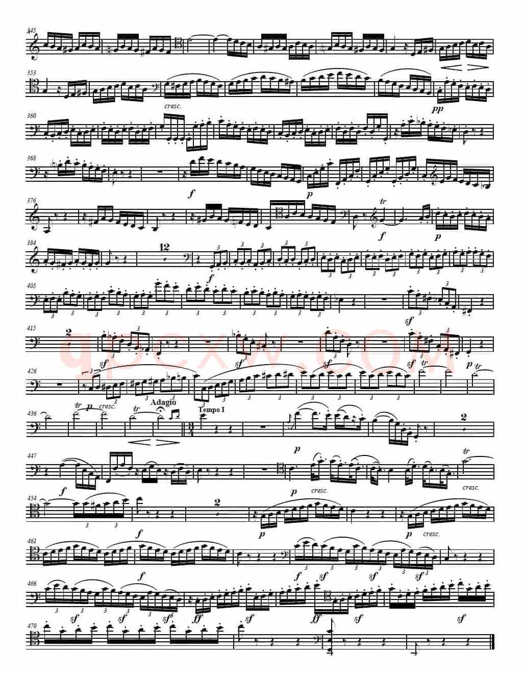 贝多芬 C大调三重协奏曲 第三乐章 作品56（大提琴分谱）