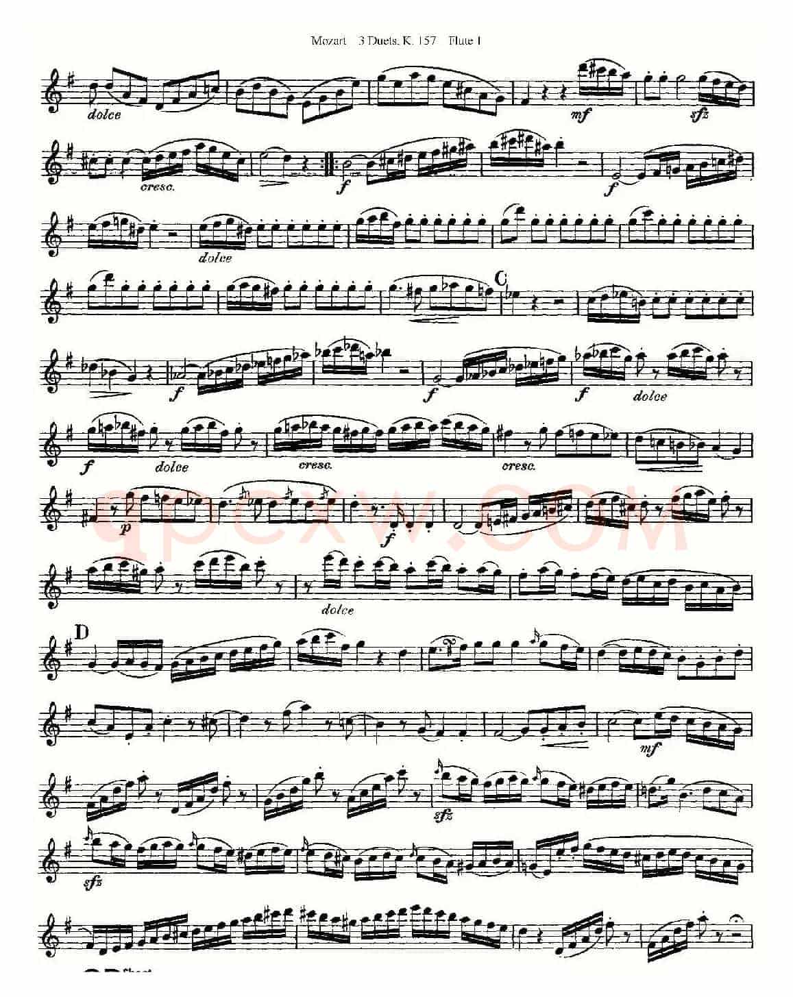 3 Duets K.157 之第一长笛（二重奏三首 K157号）
