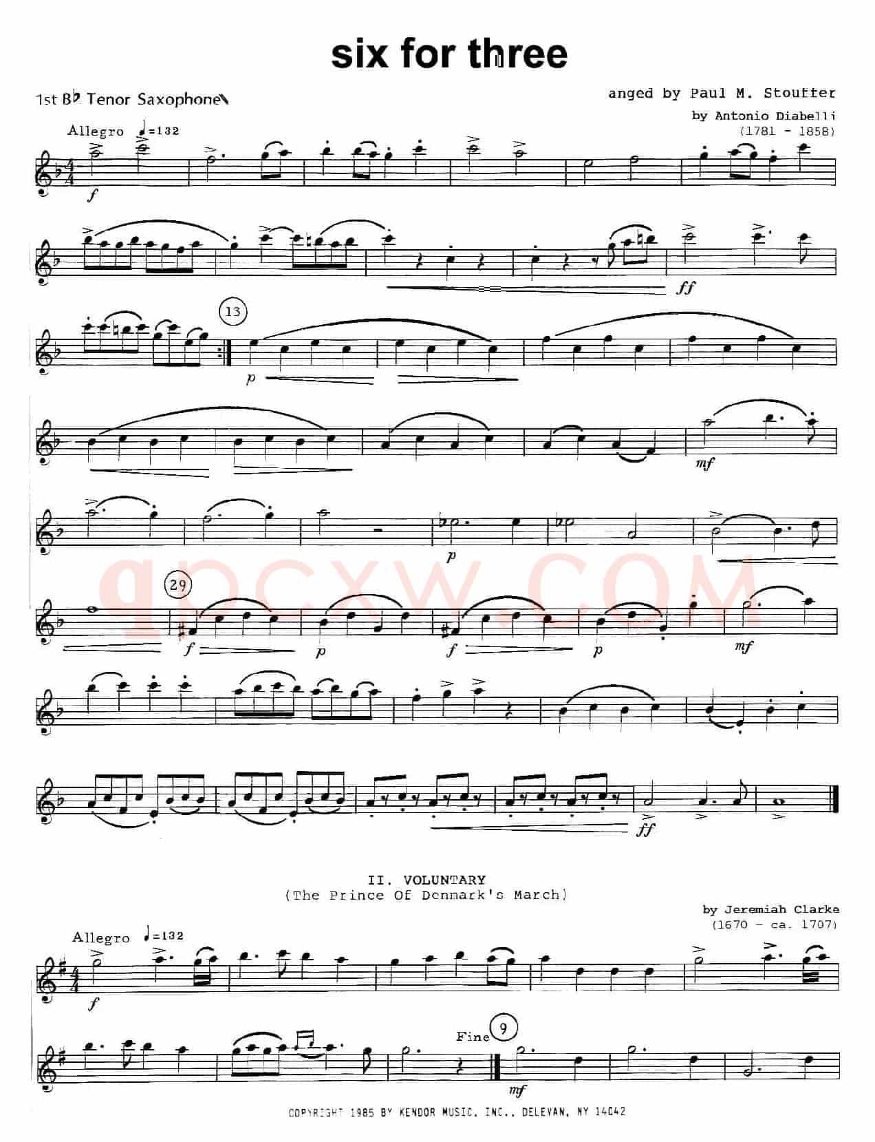 six for three（次中音三重奏第一萨克斯分谱）