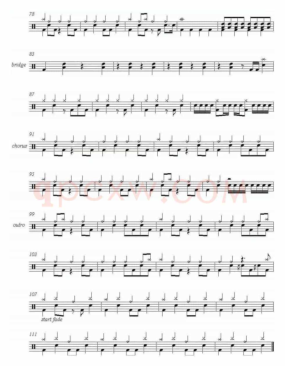 爵士鼓谱：Bon Jovi - Shot Through The Heart
