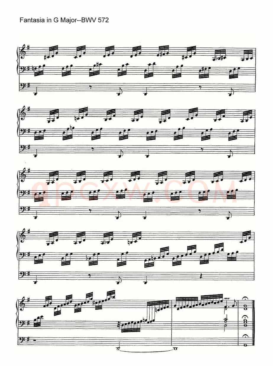 Fantasia in G Major--BWV 572（管风琴谱）