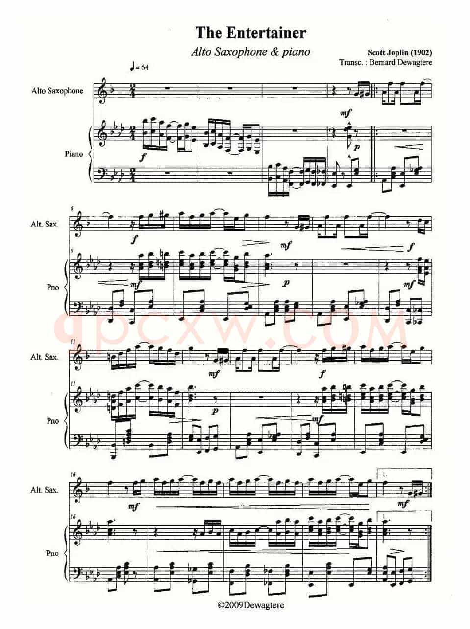 The Entertainer（中音萨克斯+钢琴伴奏）