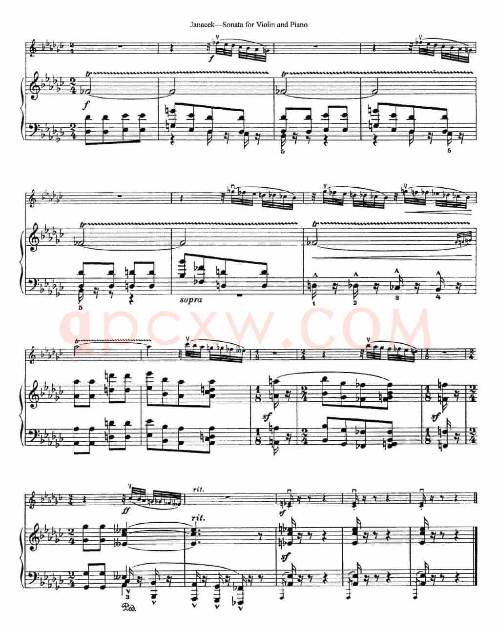 Janacek Sonata for Violin（小提琴+钢琴伴奏）
