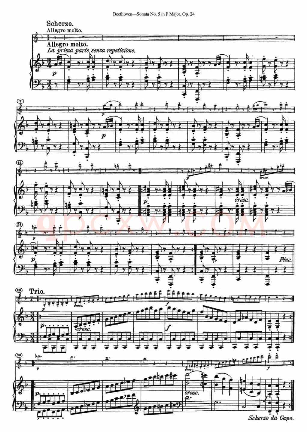 Violin Sonata No.5 in F Major Op.24（小提琴+钢琴伴奏）