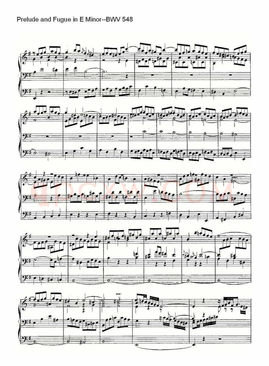 Prelude and Fugue in E Minor--BWV 548 (管风琴谱)