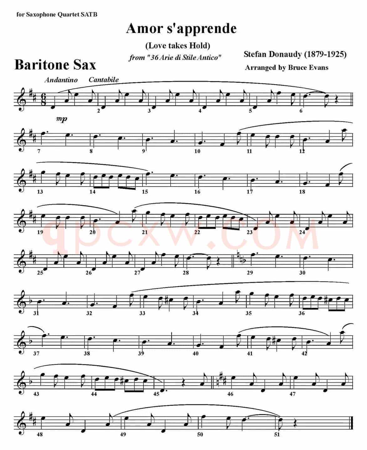 Amor s'apprende(Love takes Hold)（四重奏·上低音萨克斯分谱）