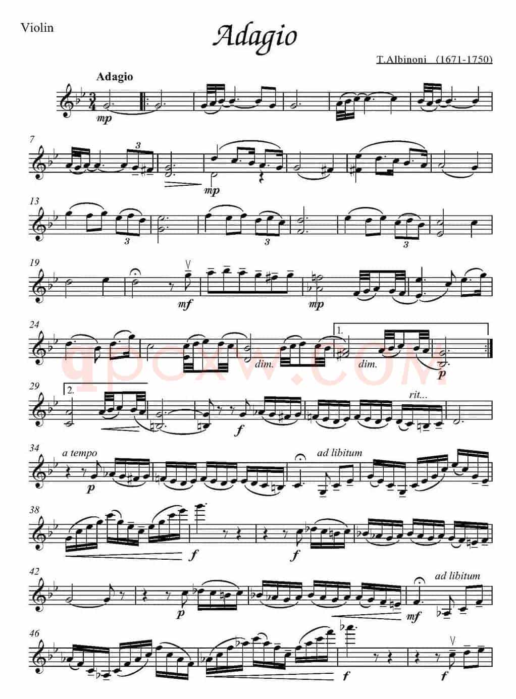 Adagio（T.Albinoni作曲版）