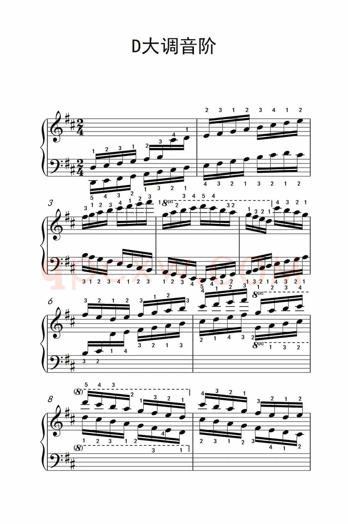 第九级7.D大调音阶（中央音乐学院 钢琴（业余）考级教程 7-9级）