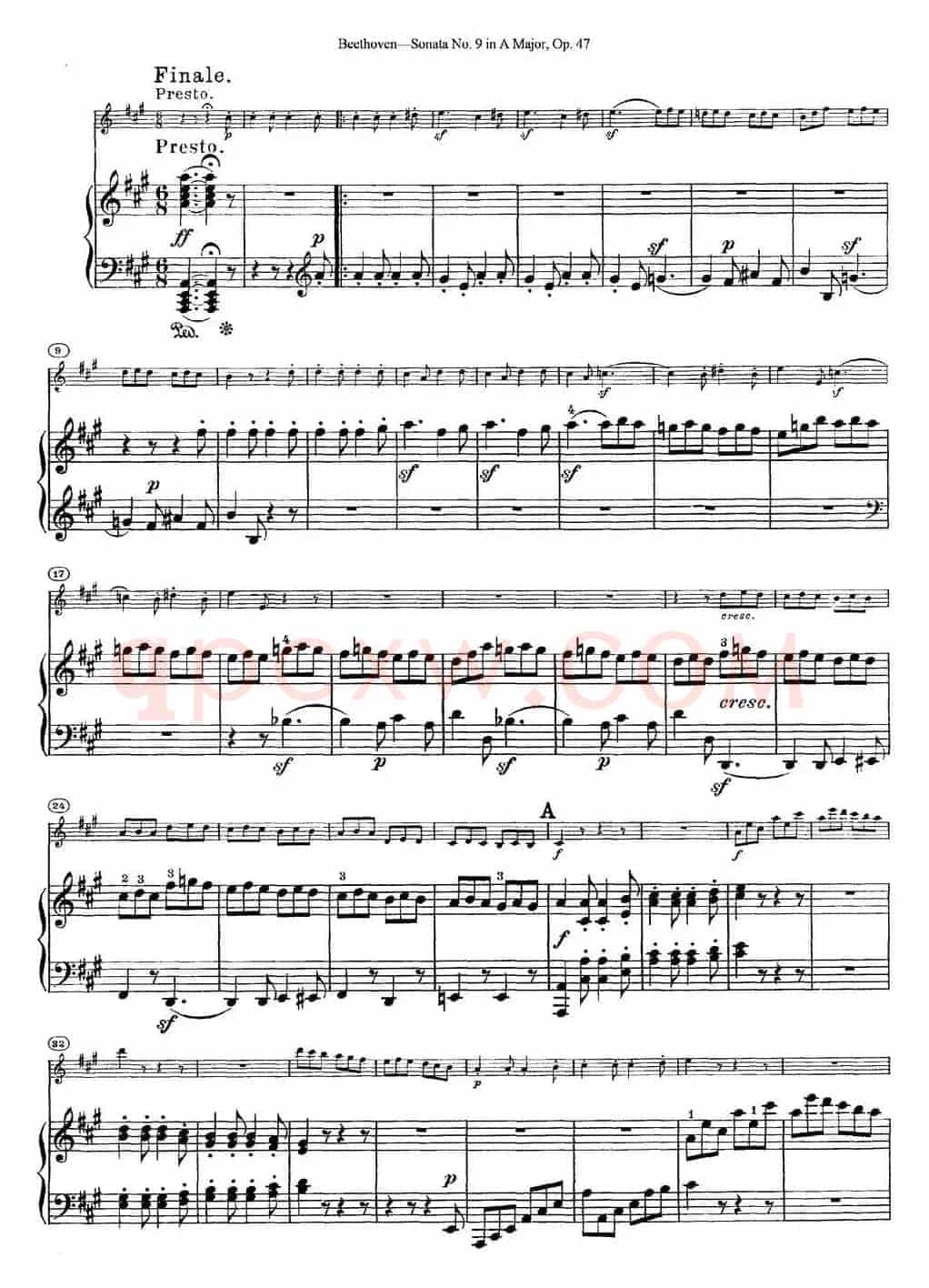 Violin Sonata No.9 in A Major Op.47（小提琴+钢琴伴奏）