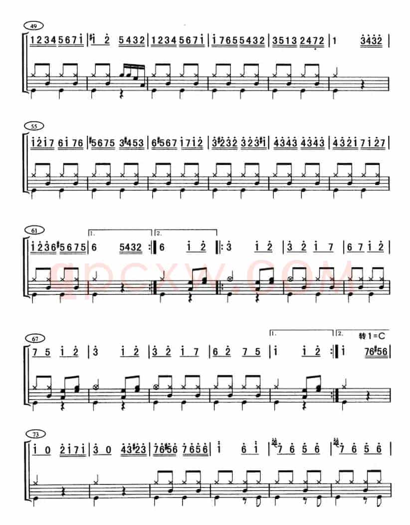 土耳其进行曲（架子鼓、主旋律+鼓谱）