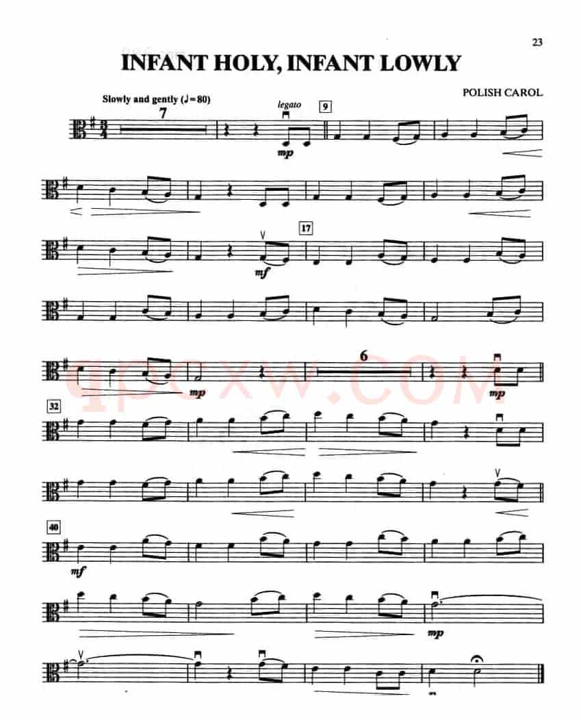 INFANT HOLY, INFANT LOWLY(中提琴分谱)