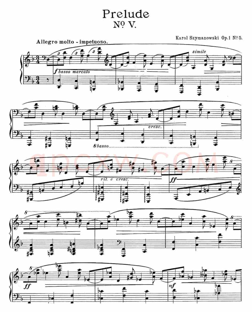 希曼诺夫斯基 9首钢琴前奏曲 Op.1 No.5