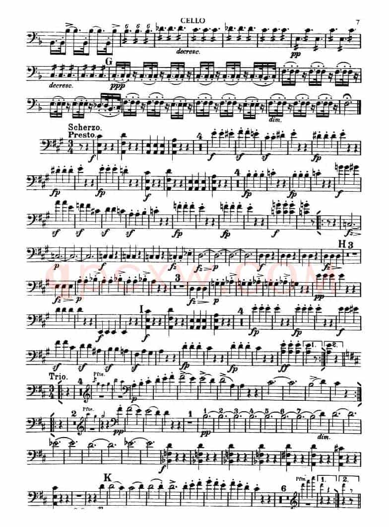TROUT QUINTET（鳟鱼五重奏）（第一大提琴分谱）