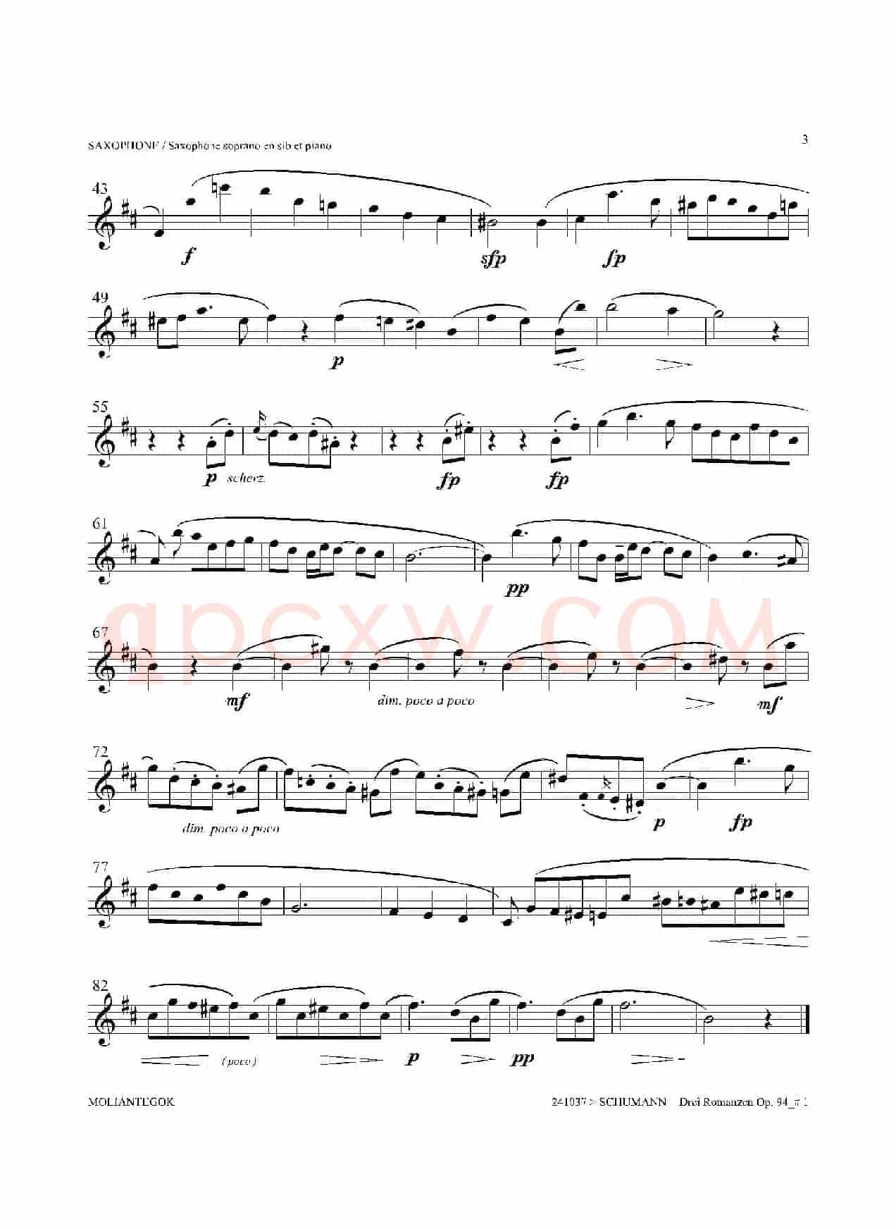 三首浪漫曲 Op.94（高音萨克斯）