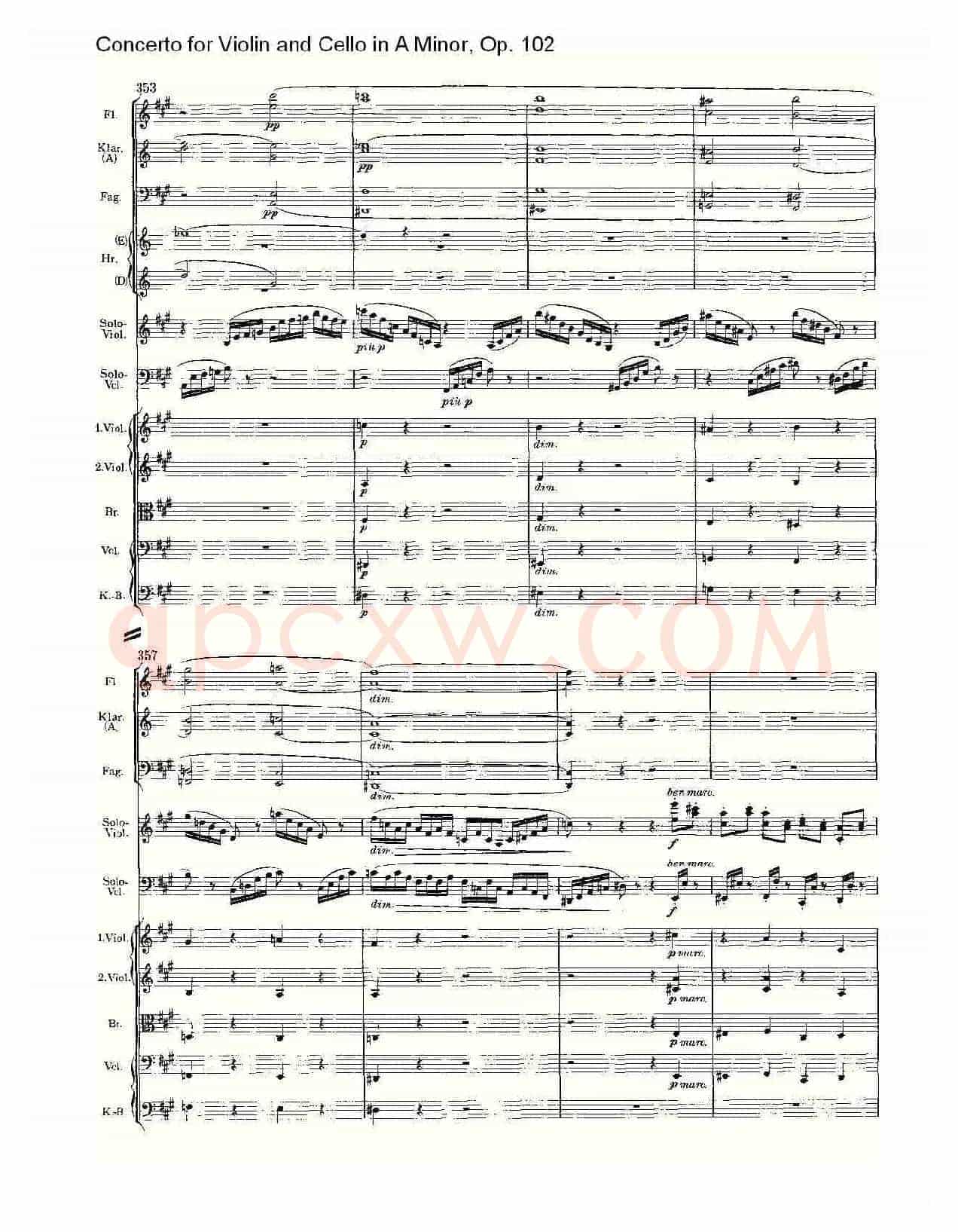 A小调小提琴与大提琴协奏曲, Op.102第一乐章