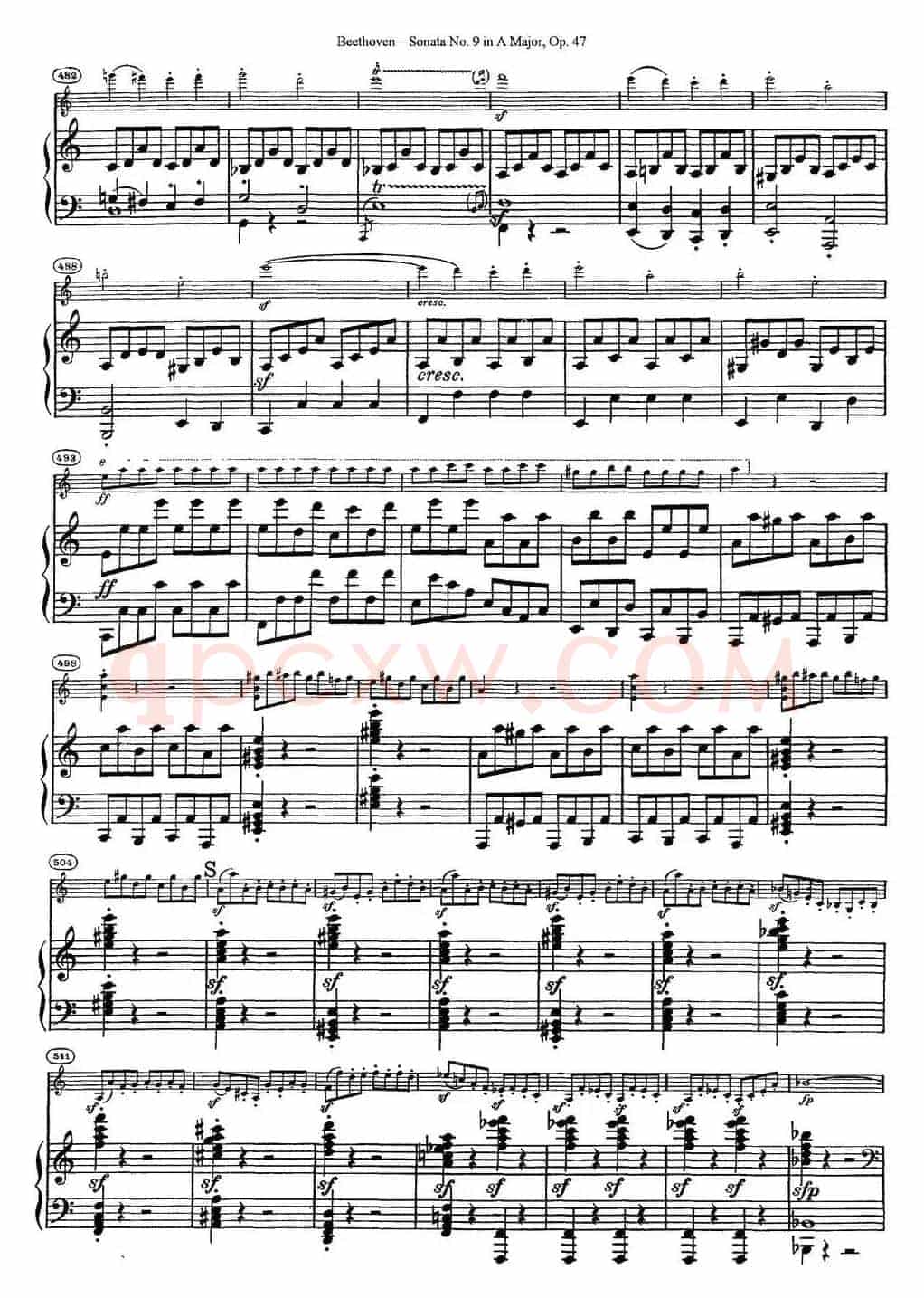 Violin Sonata No.9 in A Major Op.47（小提琴+钢琴伴奏）